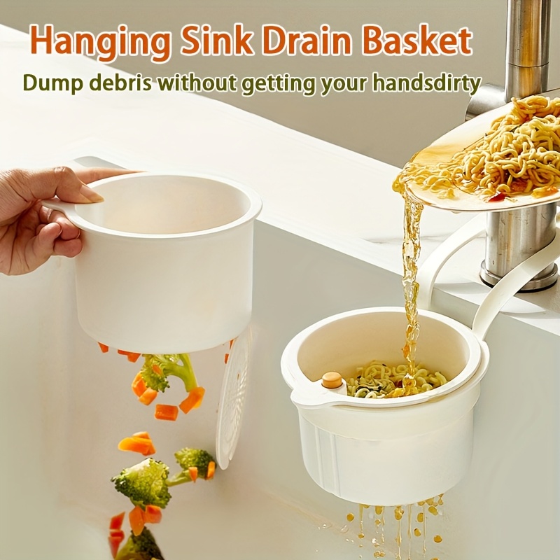 Food Storage In Plants - 1個 吊り下げ式シンク排水バスケット 食べ残しフィルターバスケット ワンボタンプレス キッチン植物ラック キッチン収納