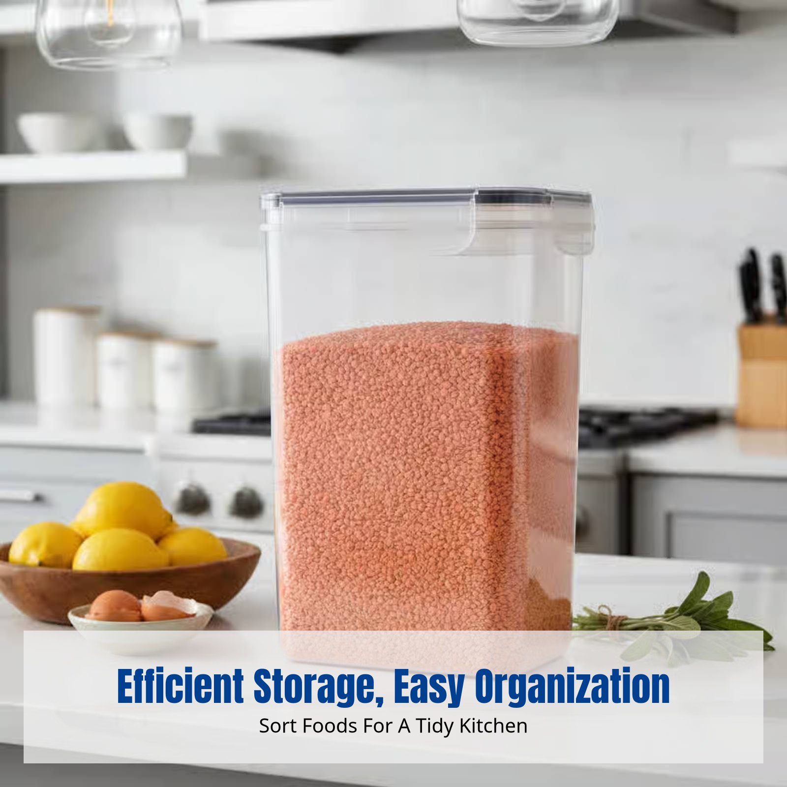 Food Storage And Container - 気密食品保存容器セット、大容量、透明、積み重ね可能、冷蔵庫用、キッチン整理用
