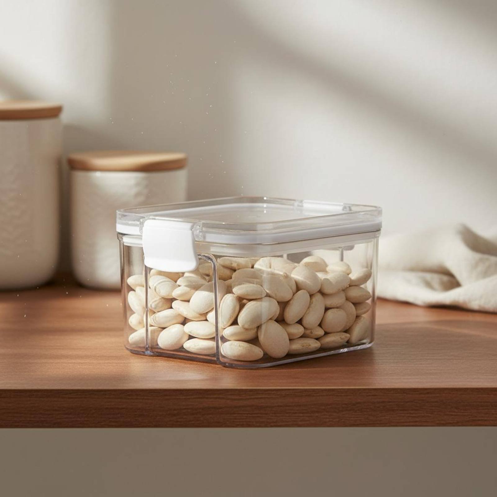 Food Storage And Container - 気密食品保存容器、防湿密閉穀物保存瓶、透明プラスチックキャニスター、カウンター用