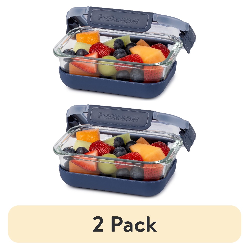 Food Storage Design - 2パック 1.6カップ ガラス製食品保存容器 滑り止めシリコンベース蓋付き、気密漏れ防止キッチンパントリー整理用具、食事の準備、残り物、乾物、スナック、スパイス用、積み重ね可能で省スペースなデザイン