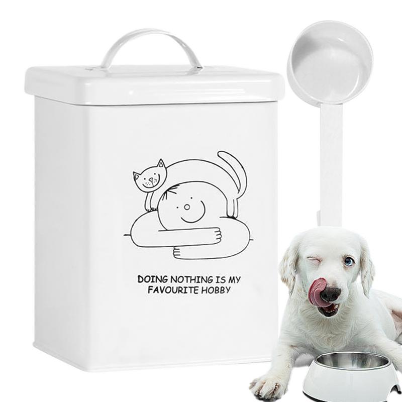 Food Storage Bins - 犬のフードストレージコンテナ,蓋とスプーン付きの防水収納容器,食品品質,ハンドル付きキッチンアクセサリー,5l
