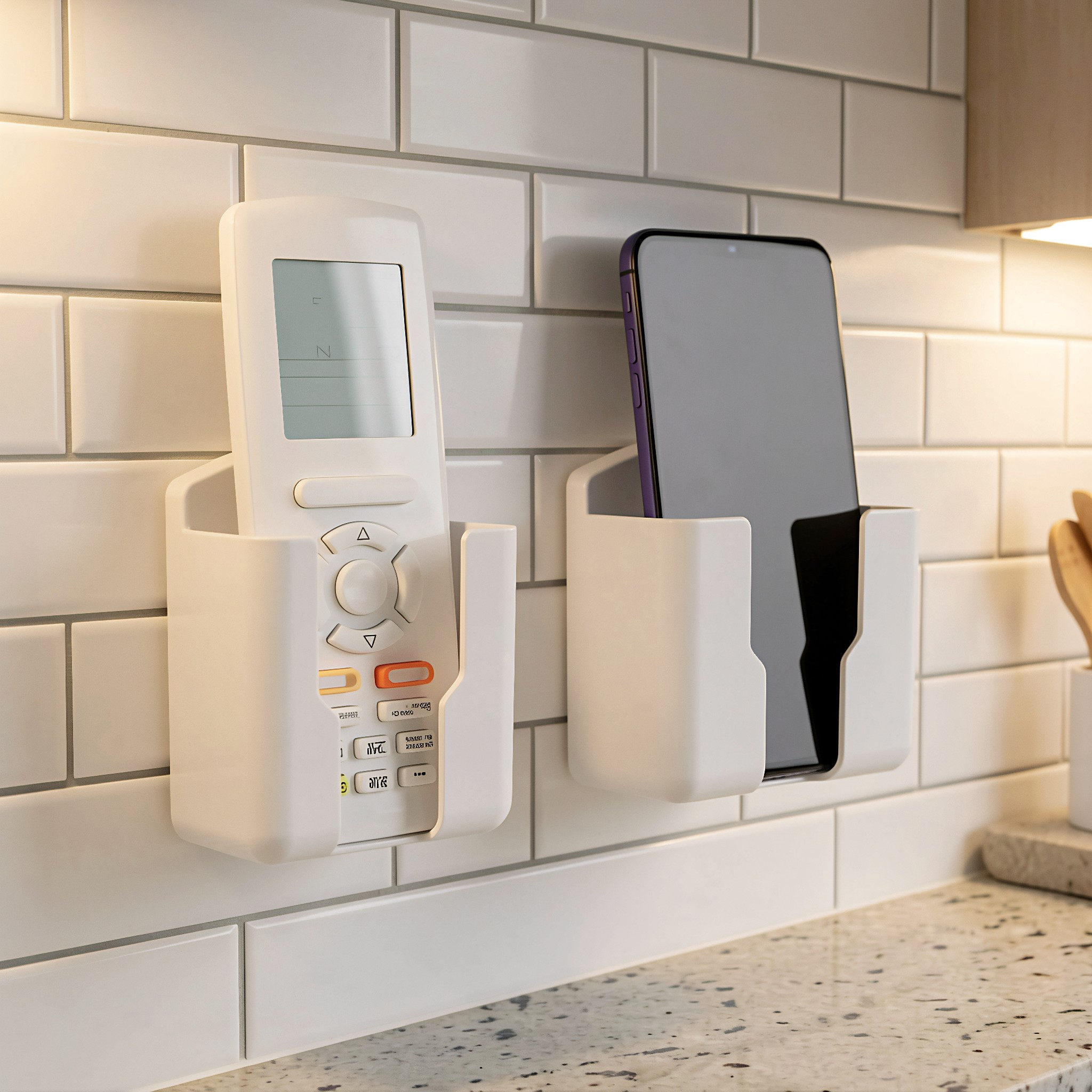 Food Storage Organizer - 壁掛け式携帯電話充電収納ボックス 1個 ABSプラスチック製 穴あけ不要 壁掛けオーガナイザー モバイルバッテリー