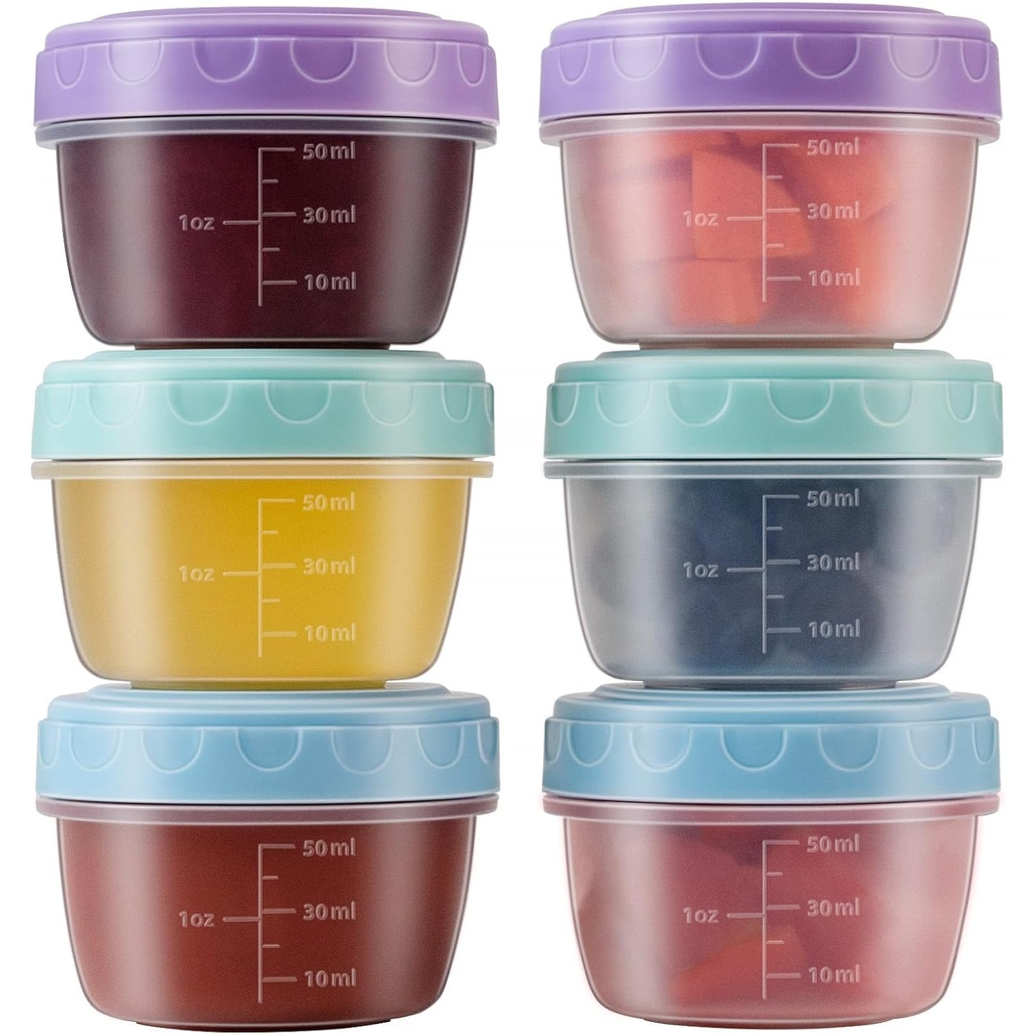 Food Storage Set Glass - 1-6パック 2.7オンス サラダドレッシング容器 蓋付き 小さな調味料容器 ランチボックス用の小さなソース容器