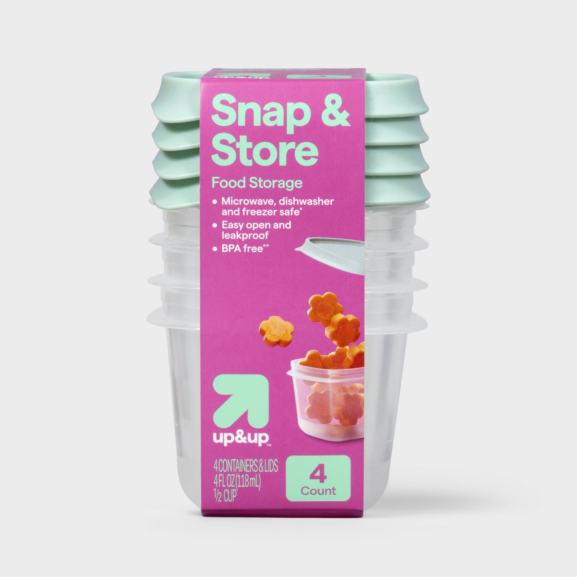 Storage Food Prep - 4個入りミニスクエアハーフカップ食品保存容器、BPAフリーの積み重ね可能なプラスチック製スナックカップ、キッチンでの食事の準備に