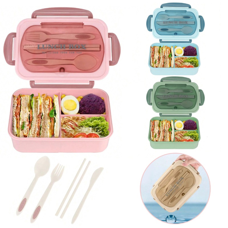 Food Storage Drawer Organizer - 3個/1個入り弁当箱 大人用ランチボックス、3つのコンパートメント付き大人用男性女性用容器、ランチ用食品容器 新学期用