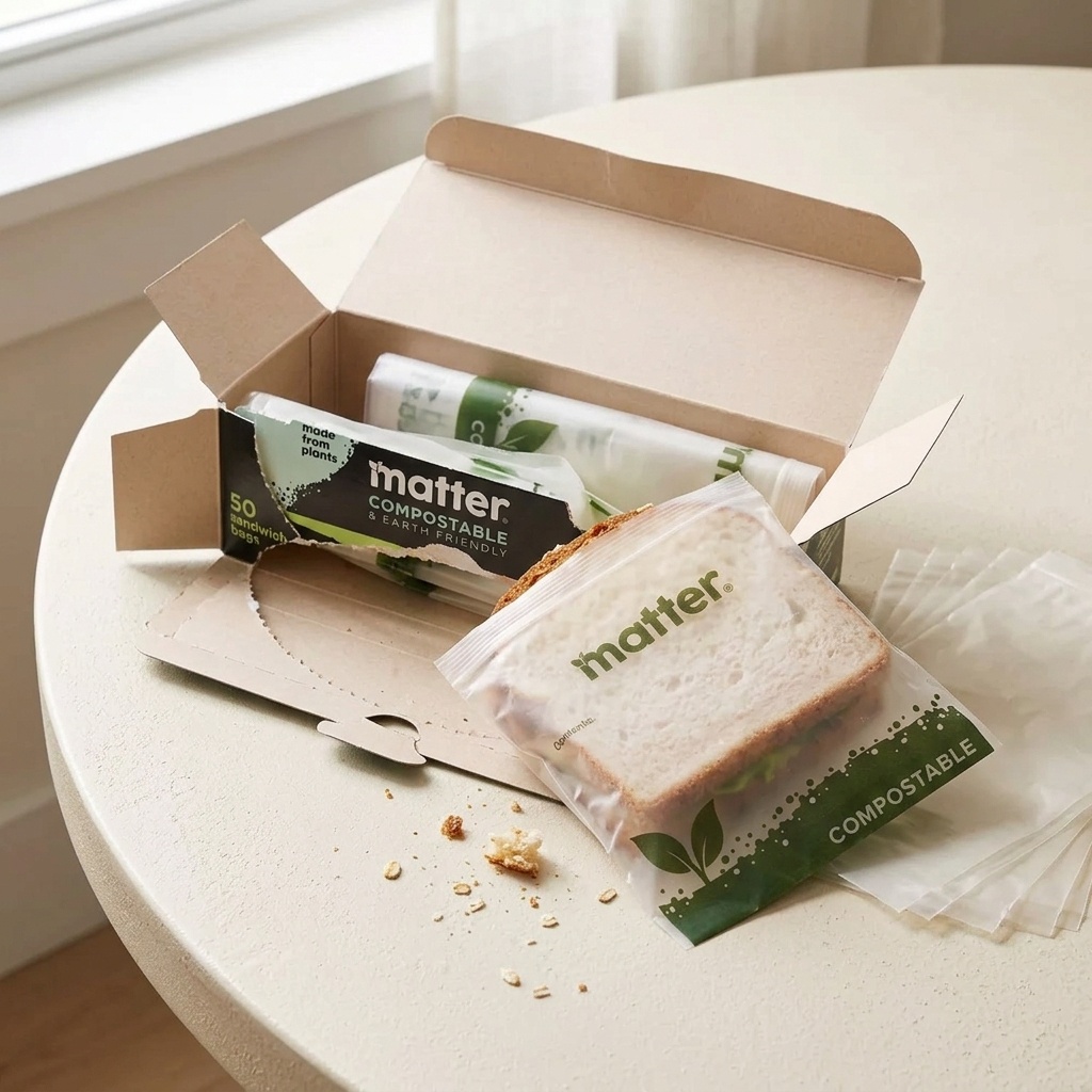 Food Storage In Plants - 50枚入り堆肥化可能なサンドイッチバッグ、植物由来、家庭用および業務用堆肥化可能な使い捨て食品保存袋、キッチン、ランチ、スナック、ピクニック用