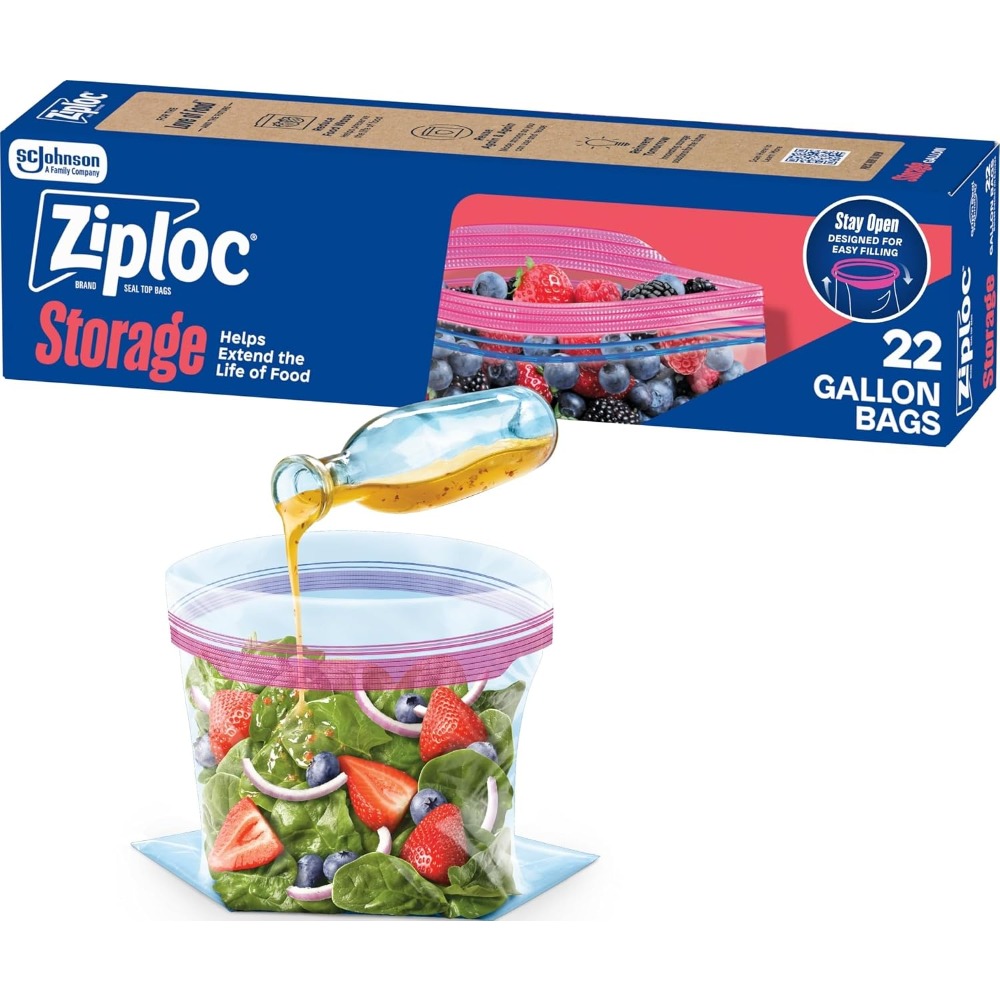 Food Storage Safe - ガロン スタンドアップボトム食品保存袋 22枚入り 簡単に充填可能 再封可能 漏れ防止