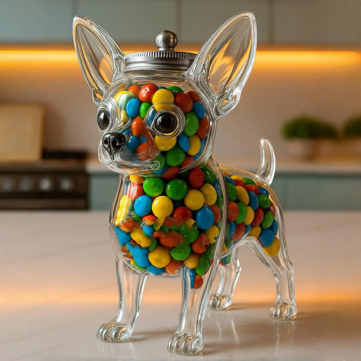 Food Storage Set Glass - チワワ型容器鮮度保持チワワ犬用おやつジャー気密ガラスペットフード収納キッチン用クリスマス用