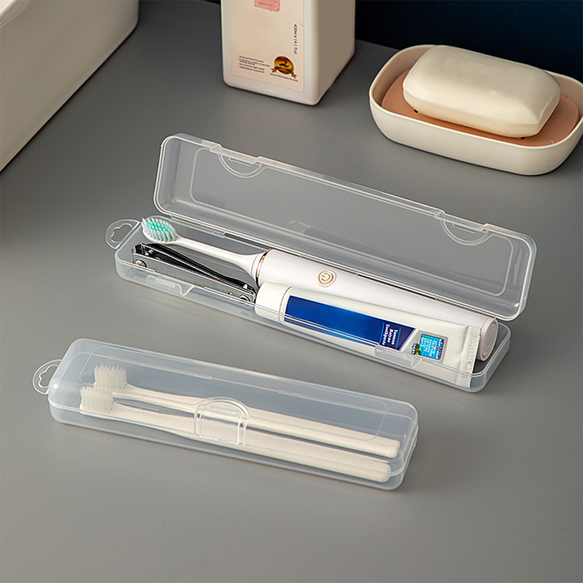 Food Storage Drawer Organizer - WORTHBUY 歯ブラシ用のポータブルプラスチックオーガナイザー,歯ブラシホルダー,歯磨き粉ボックス,収納コンテナ
