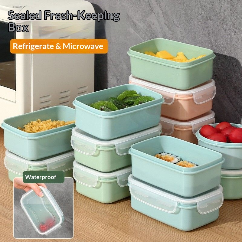 Food Storage Design - 気密食品保存容器 BPAフリー スタッカブル 漏れ防止 ランチボックス 冷蔵庫オーガナイザー