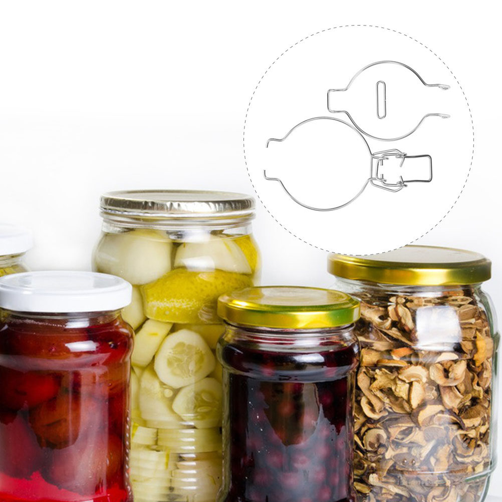Food Storage Design - 12個入りガラス瓶用ワイヤークランプ ステンレス製気密シール スプリング式 簡単開閉 食品保存容器用ロッククリップ