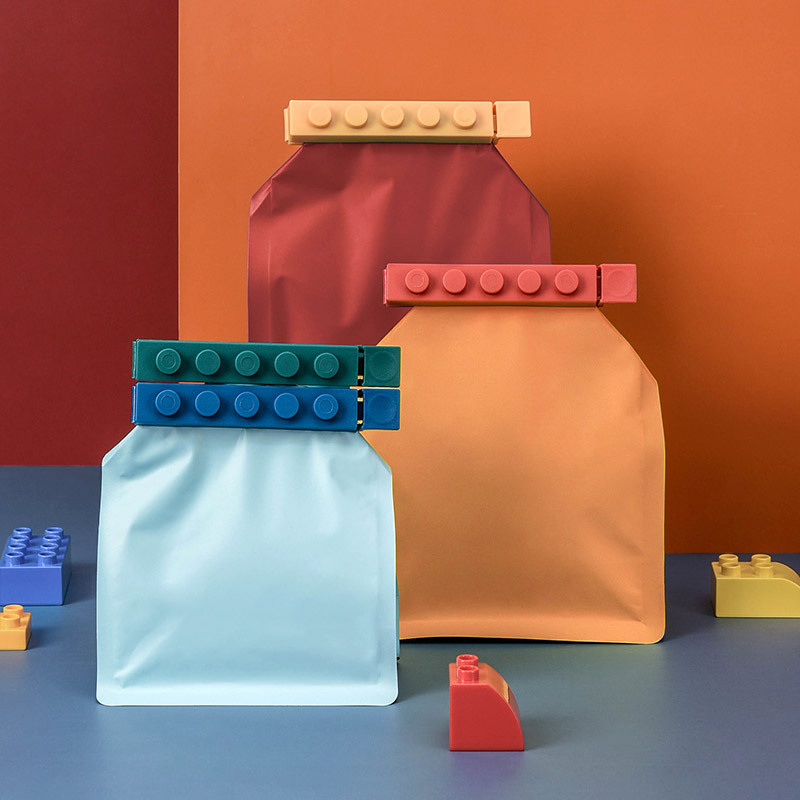 Food Storage Building - 食品保存袋クリップ,アクセサリー,工芸品用プレートクリップ付き,4個