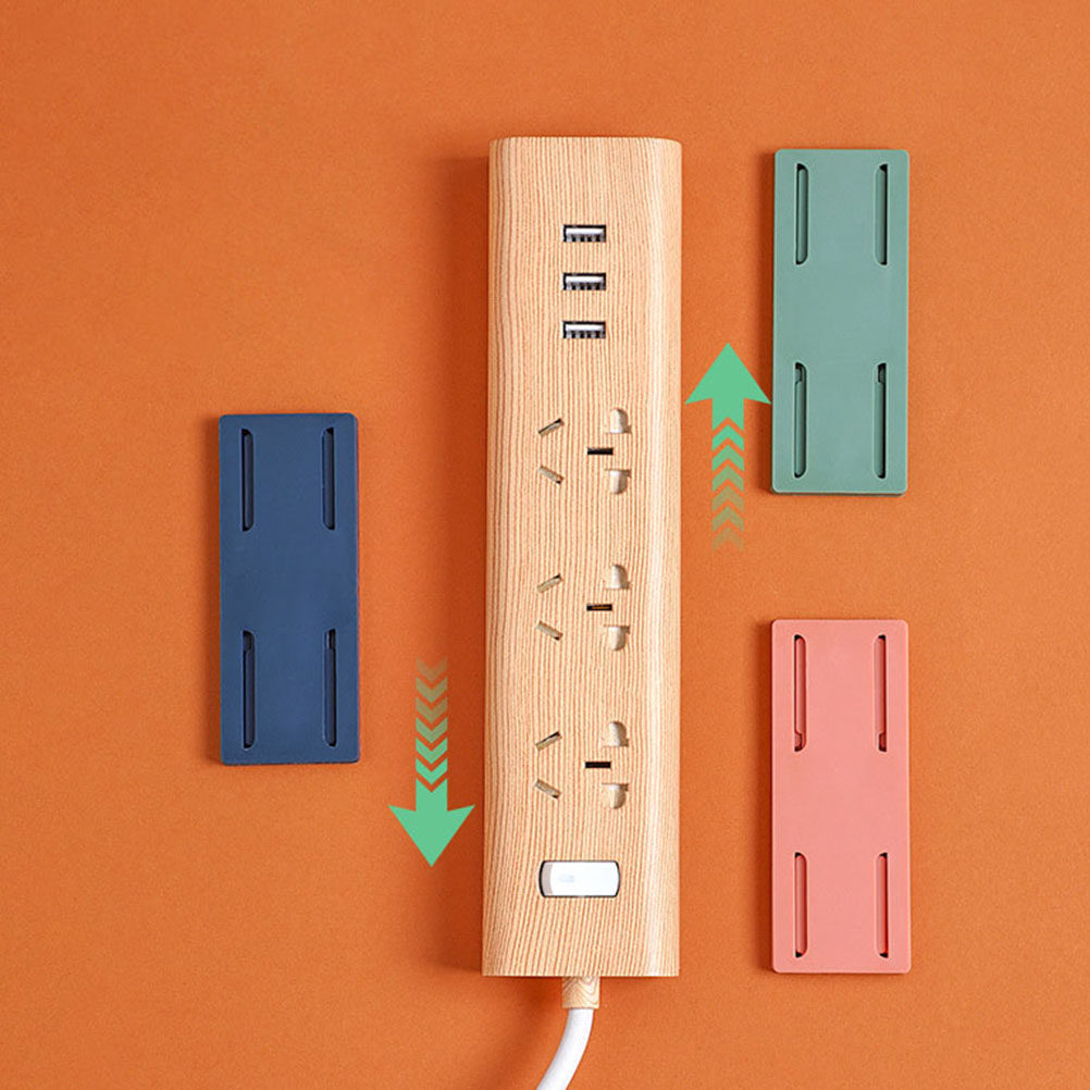 Food Storage Organizer - 4個入りプラグオーガナイザー、粘着式電源タップホルダー、粘着式電源タップホルダー、壁掛け式、穴あけ不要、ABS収納ラック、家庭用