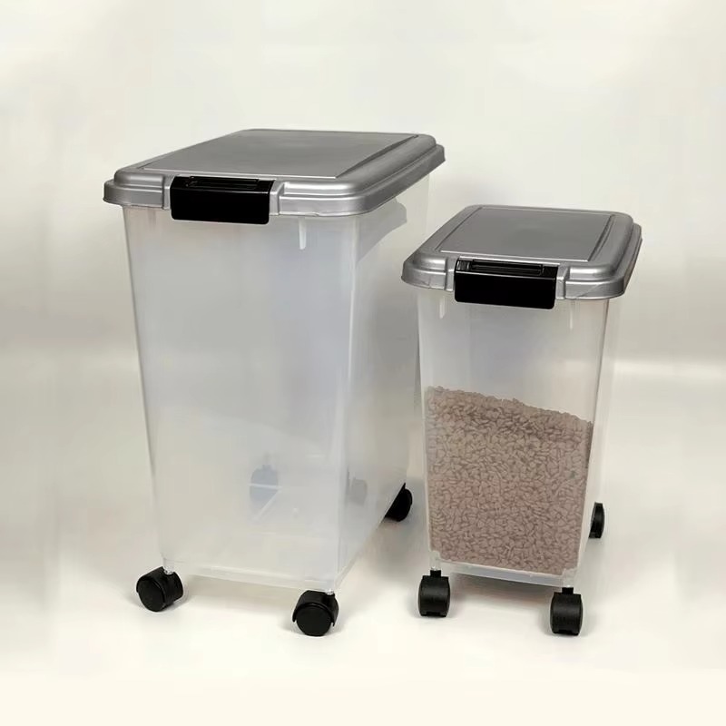 Food Storage Bins - ペットフード収納容器（キャスター付き）メーカー卸売 S M プラスチック製 猫犬用ペットフードビン