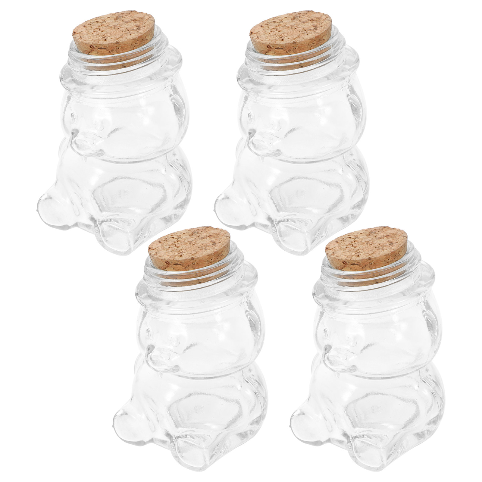 Food Storage Set Glass - 4個入りガラスキャンディジャーセット 透明な気密食品保存容器 お菓子、ビスケット、紅茶、コーヒー、砂糖、塩、胡椒、ジュエリー用