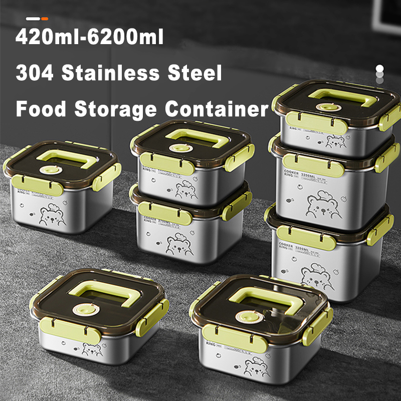 Food Storage Safe - COOKER KING 420ml-6200ml 大容量ステンレス食品保存容器 冷蔵庫/オーブン対応 旅行用弁当箱
