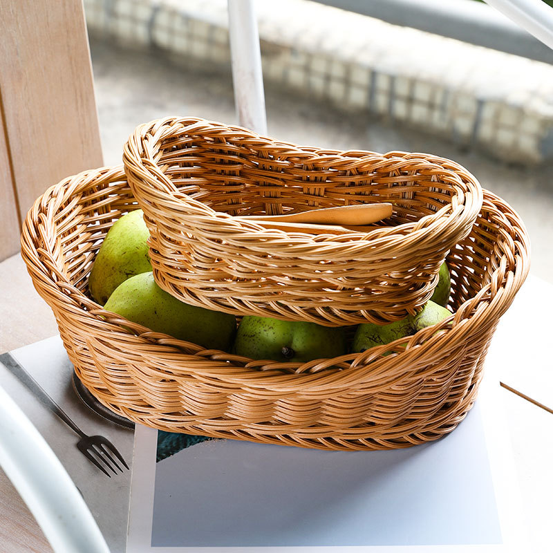 Food Storage In Plants - 楕円形の籐製収納バスケット,食品,果物,食品を保管するためのキッチンバスケット,朝食用ディスプレイボックス,家の装飾
