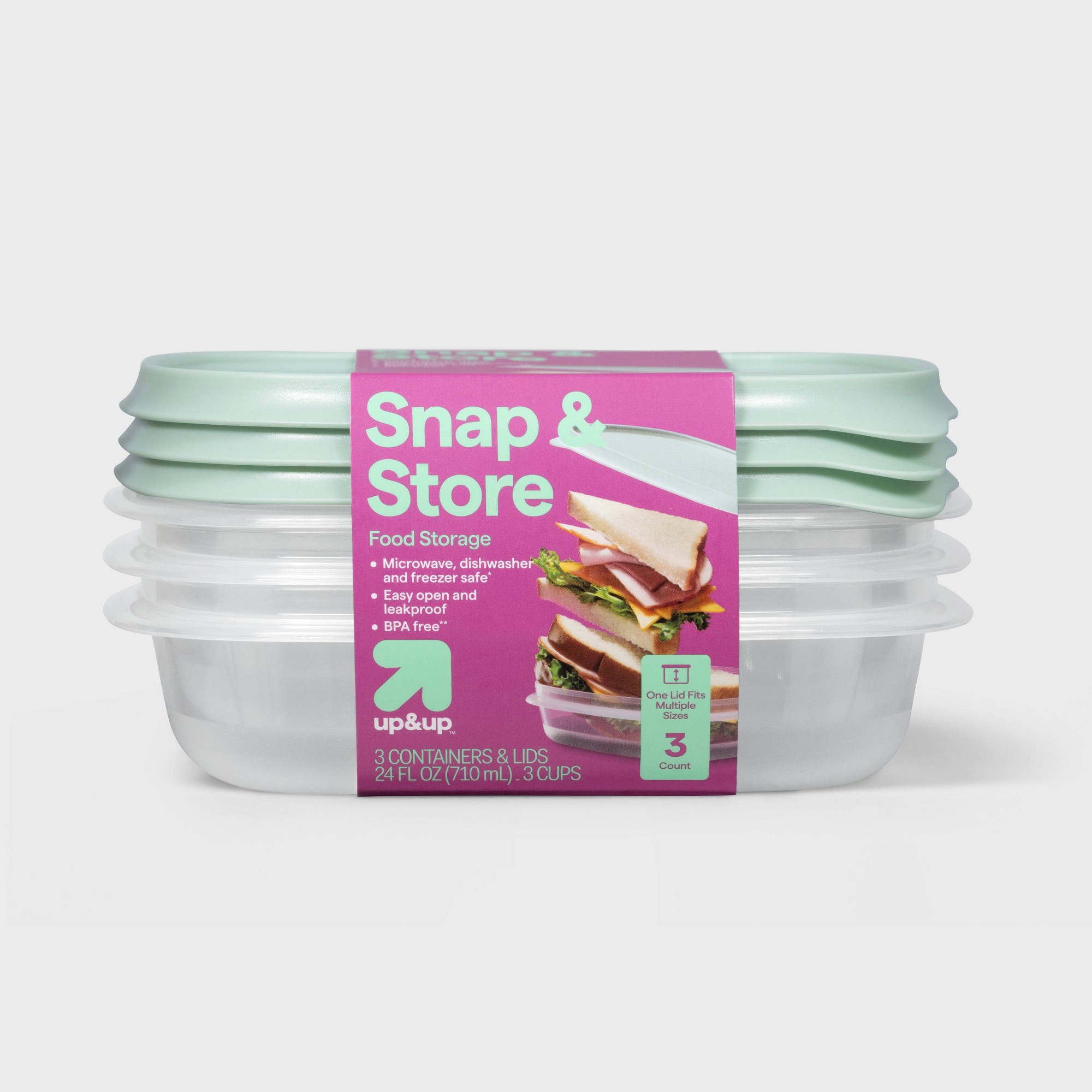Storage Food Prep - 3立方インチの正方形食品保存容器、スナップ蓋付き、キッチン整理用の透明な再利用可能なミールプレップボックス