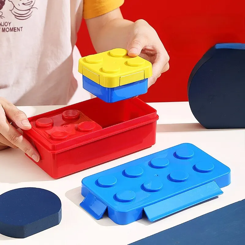 Food Storage Building - DIY ビルディングブロック弁当箱モジュラービルディングブロック子供のための学生ビルディングブロック弁当食品保存容器食器