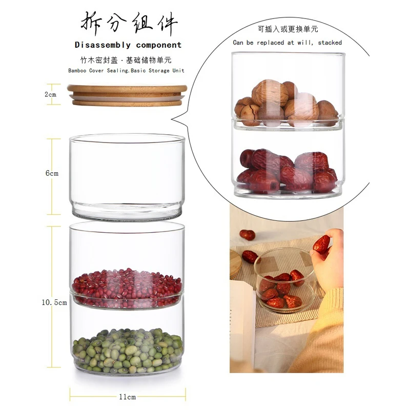 新しい1200ml 3層ガラス製保存容器セット、乾燥スパイス - Food Storage Set Glass のレビューと価格