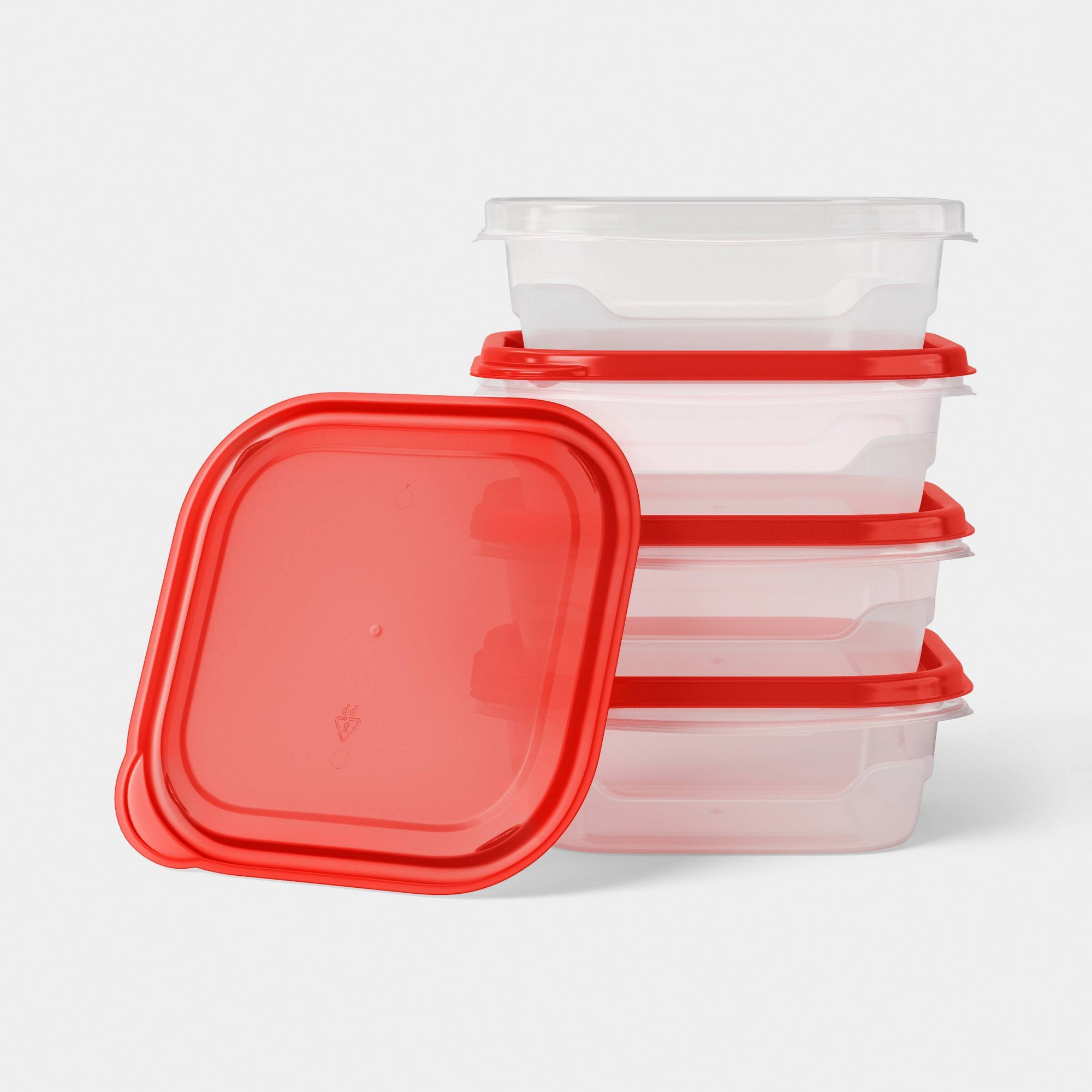 4個入り小型正方形食品保存容器、スナップ蓋付き、23オンス再 - Storage Food Prep のレビューと価格