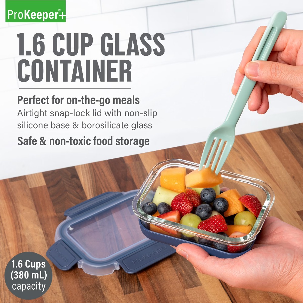 2パック 1.6カップ ガラス製食品保存容器 滑り止めシリコ - Food Storage Design のレビューと価格