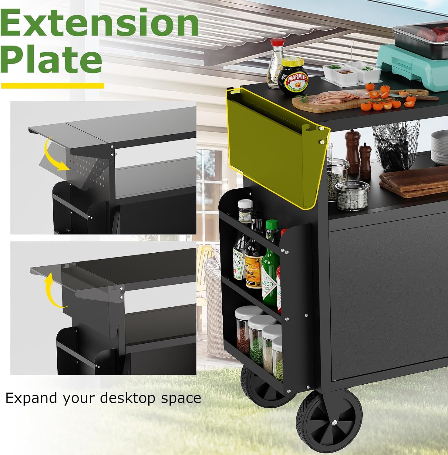 屋外グリルカートテーブル、収納付きキッチンアイランド、ホイー - Storage Food Prep のレビューと価格