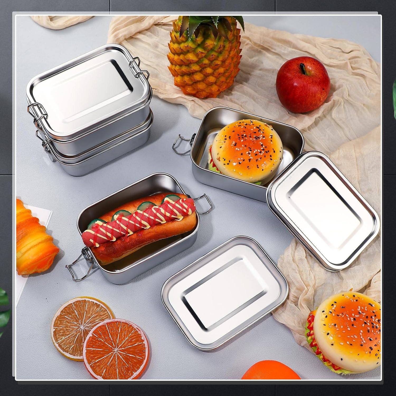 ステンレス製食品保存容器 蓋付き ランチボックス 冷蔵庫オー - Food Storage Drawer Organizer のレビューと価格