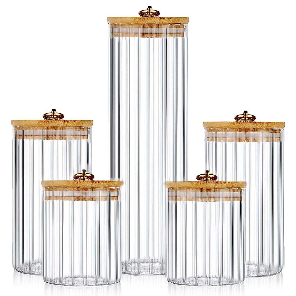 ガラス保存瓶3個セット、竹蓋付き気密食品容器、コーヒー、パス - Food Storage Set Glass のレビューと価格