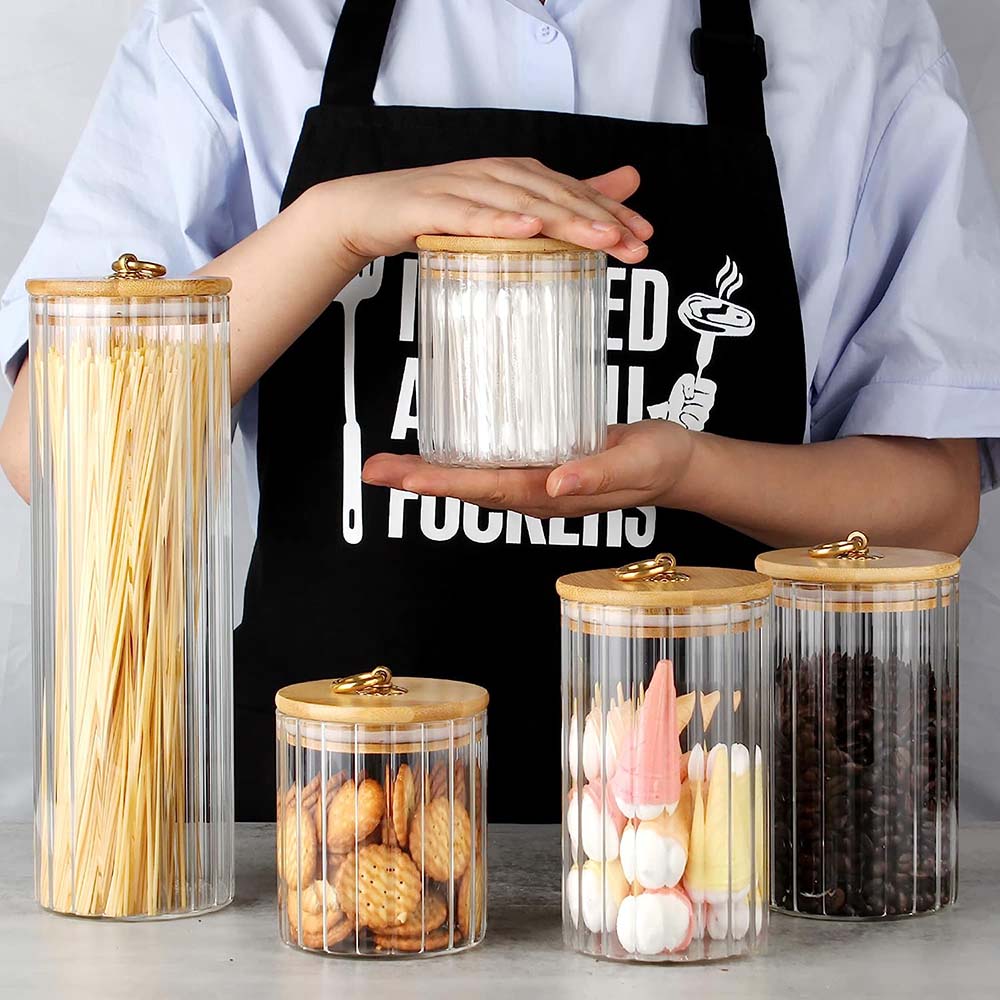 ガラス保存瓶3個セット、竹蓋付き気密食品容器、コーヒー、パス - Food Storage Set Glass のレビューと価格