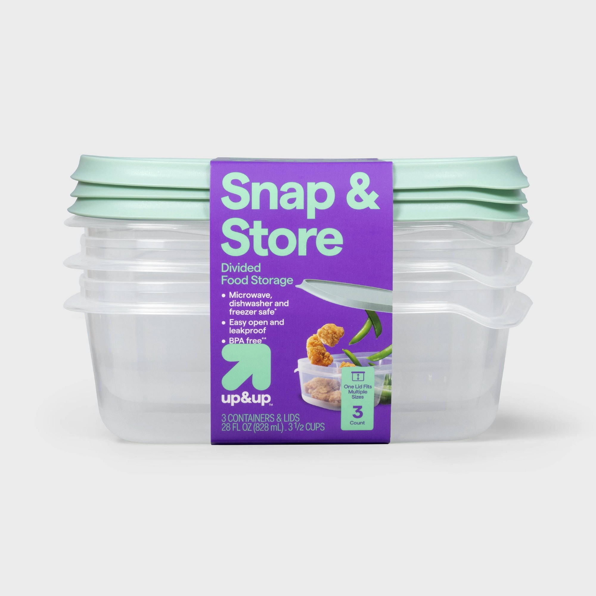 3個入り透明プラスチック製分割長方形食品保存容器、スナップ蓋 - Storage Food Prep のレビューと価格