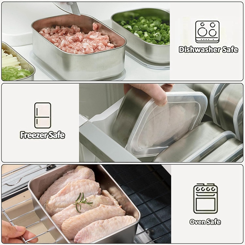 ステンレス製食品保存容器、食品保存弁当箱、漏れ防止シリコン蓋 - Food Storage Safe のレビューと価格