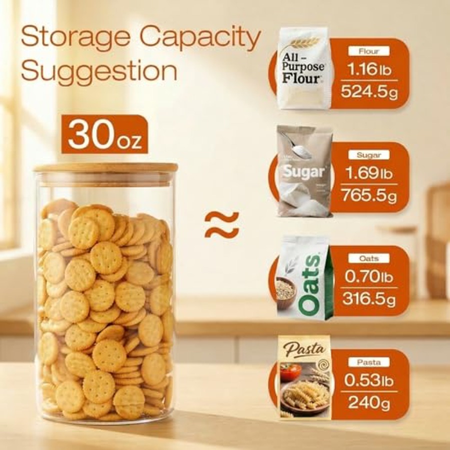竹蓋付きガラス瓶 28液量オンス [8個セット]、気密蓋付き - Food Storage Set Glass のレビューと価格