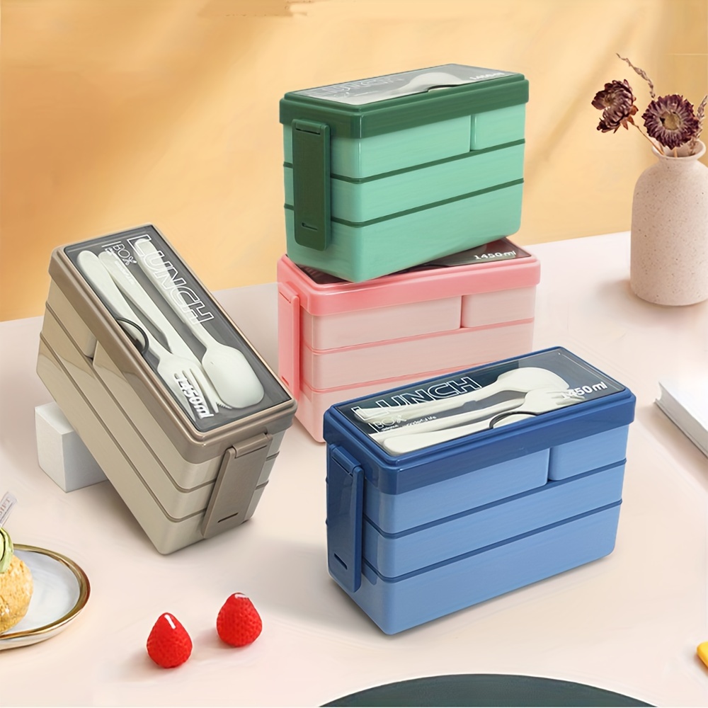 カトラリー付き大容量弁当箱,多層食品保存,積み重ね可能な漏れ - Food Storage Design のレビューと価格