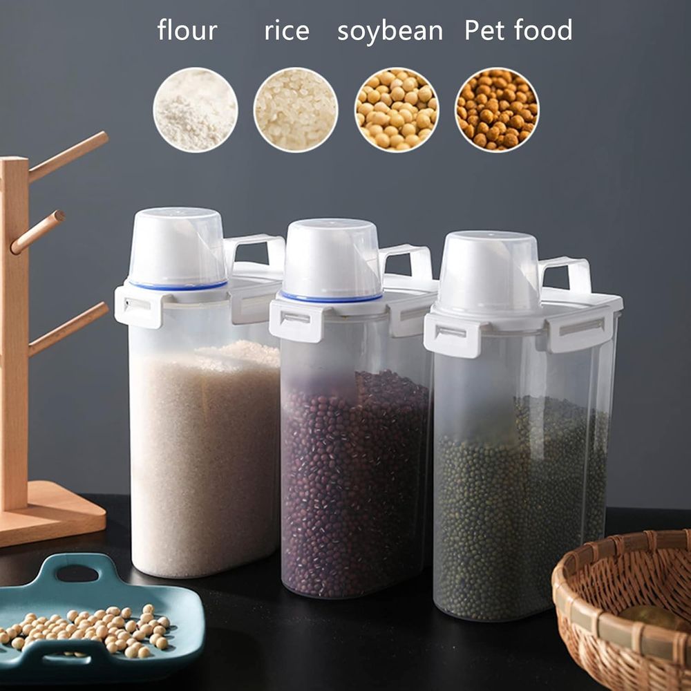 5.5ポンド容量の米用気密乾燥食品保存容器4個セット、米びつ - Food Storage Bins のレビューと価格