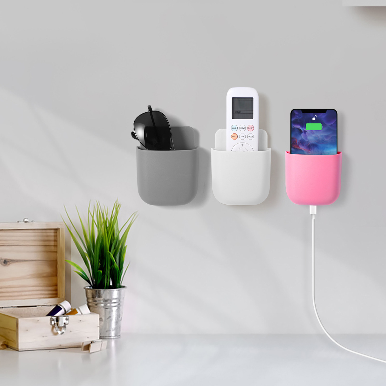 3個セット 壁掛け式透明収納ボックス リモコン・携帯電話・小 - Food Storage Organizer のレビューと価格