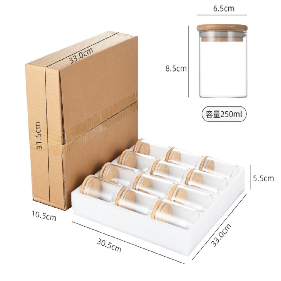 竹の蓋付きの気密ガラス収納ジャー,ポータブルで透明な容器,家 - Food Storage Set Glass のレビューと価格