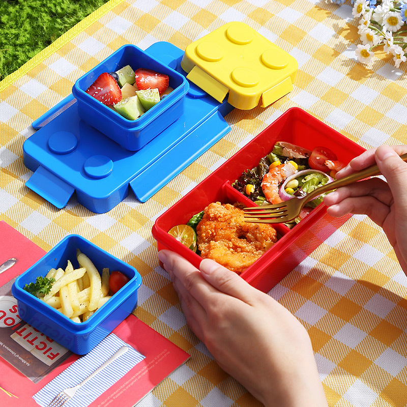 創造的で面白い組み立てブロック型弁当箱（子供用）- 電子レン - Food Storage Building のレビューと価格