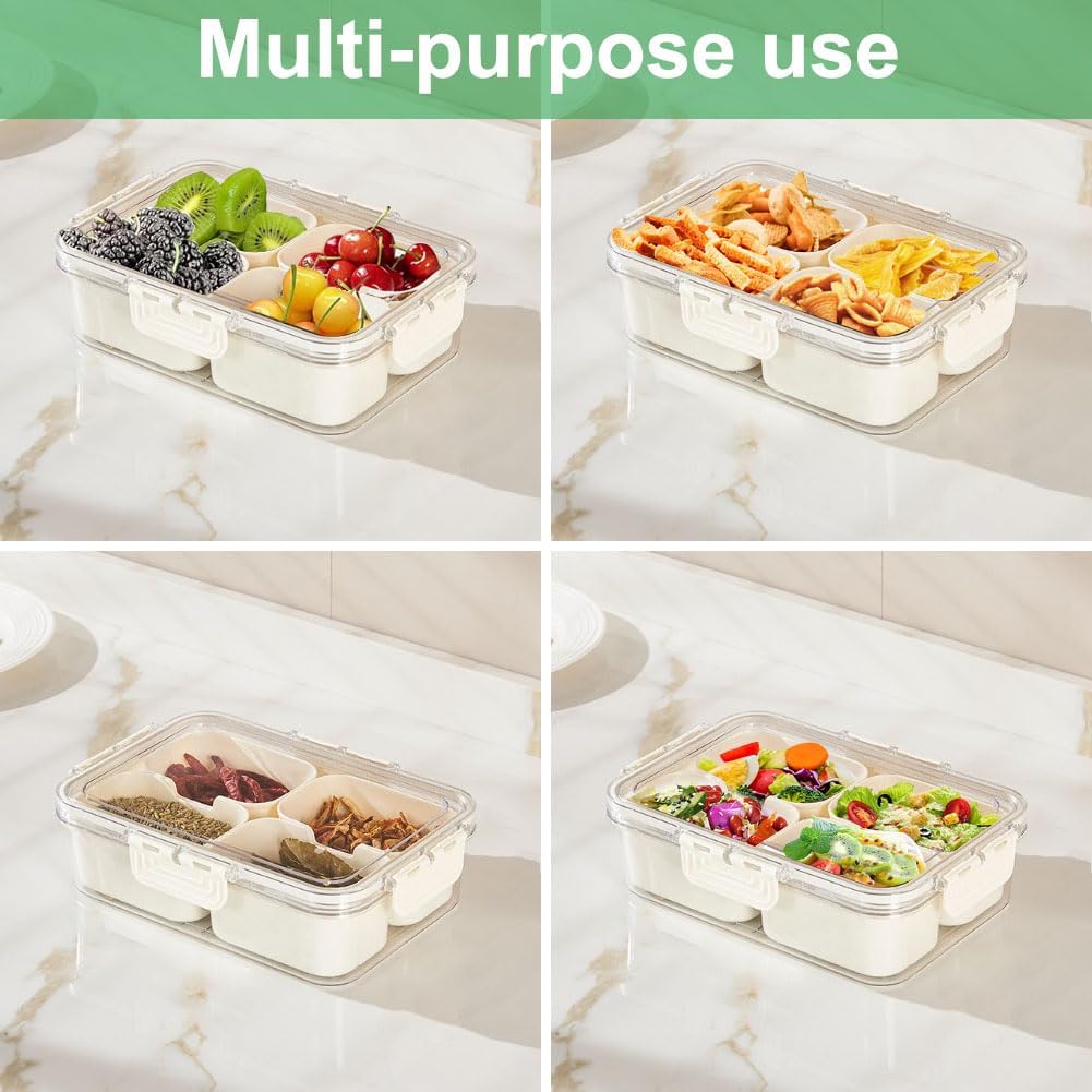 ポータブル食品保存箱、スナック収納ボックス、蓋付き4つのコン - Food Storage Drawer Organizer のレビューと価格