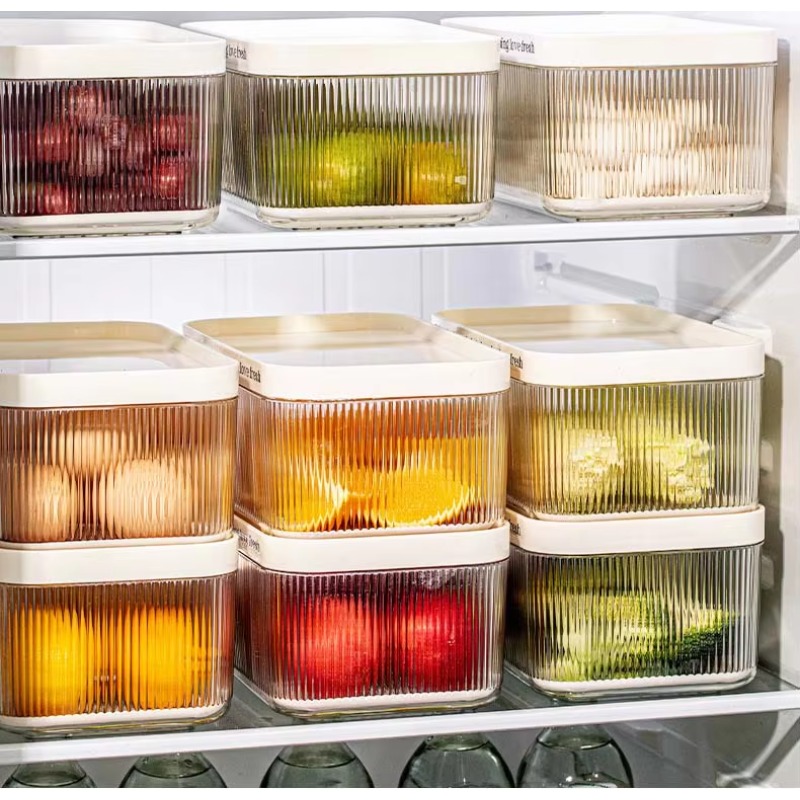 積み重ね可能なプラスチック製長方形PET冷蔵庫オーガナイザー - Food Storage Bins のレビューと価格