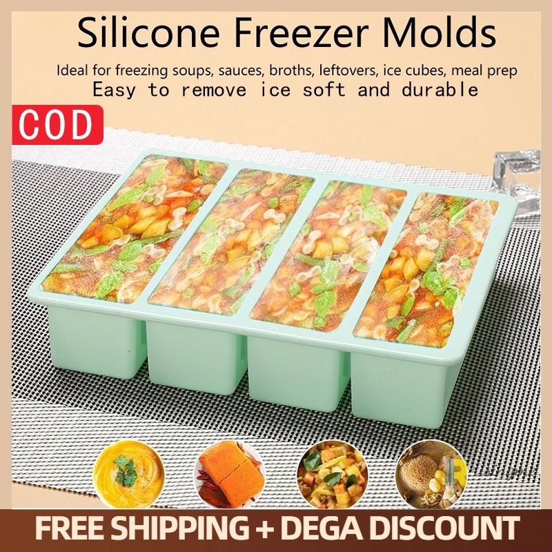 特大シリコン製フードトレイ（蓋付き）、4つの大きな型、家庭用 - Food Storage Design のレビューと価格