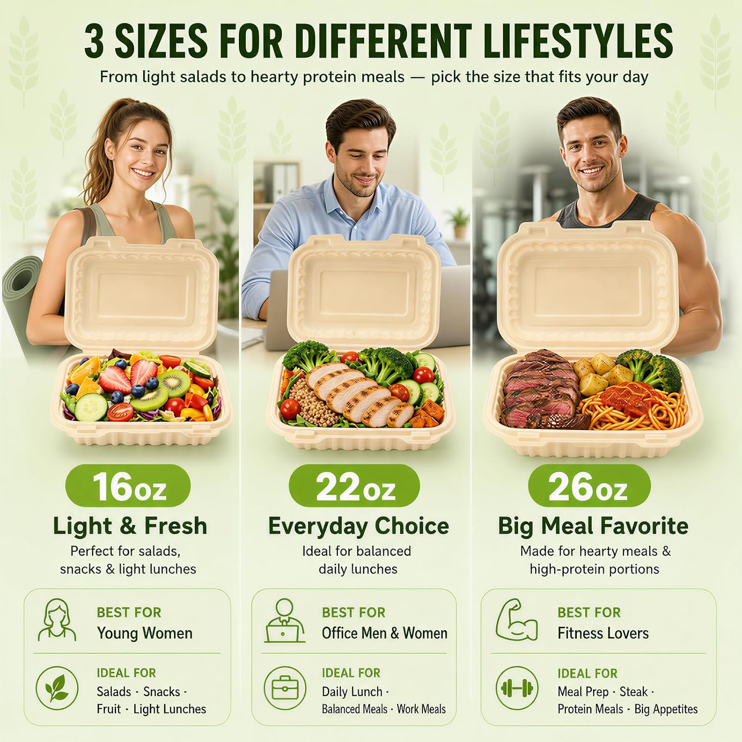 50個入り 16オンス クラムシェル型テイクアウト容器、天然 - Food Storage Safe のレビューと価格