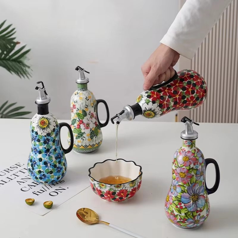 花植物セラミックオリーブオイルボトル醤油酢多機能キッチン調味 - Food Storage In Plants のレビューと価格