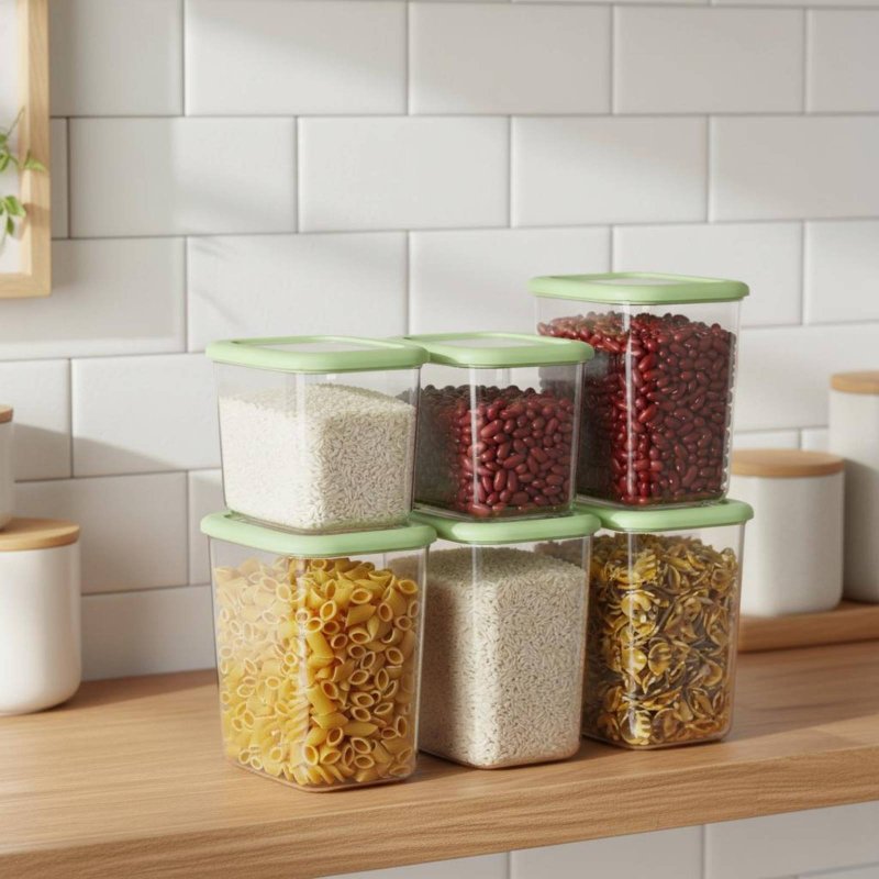 6個セット 密閉食品保存容器 透明デザイン プラスチック製  - Food Storage Design のレビューと価格