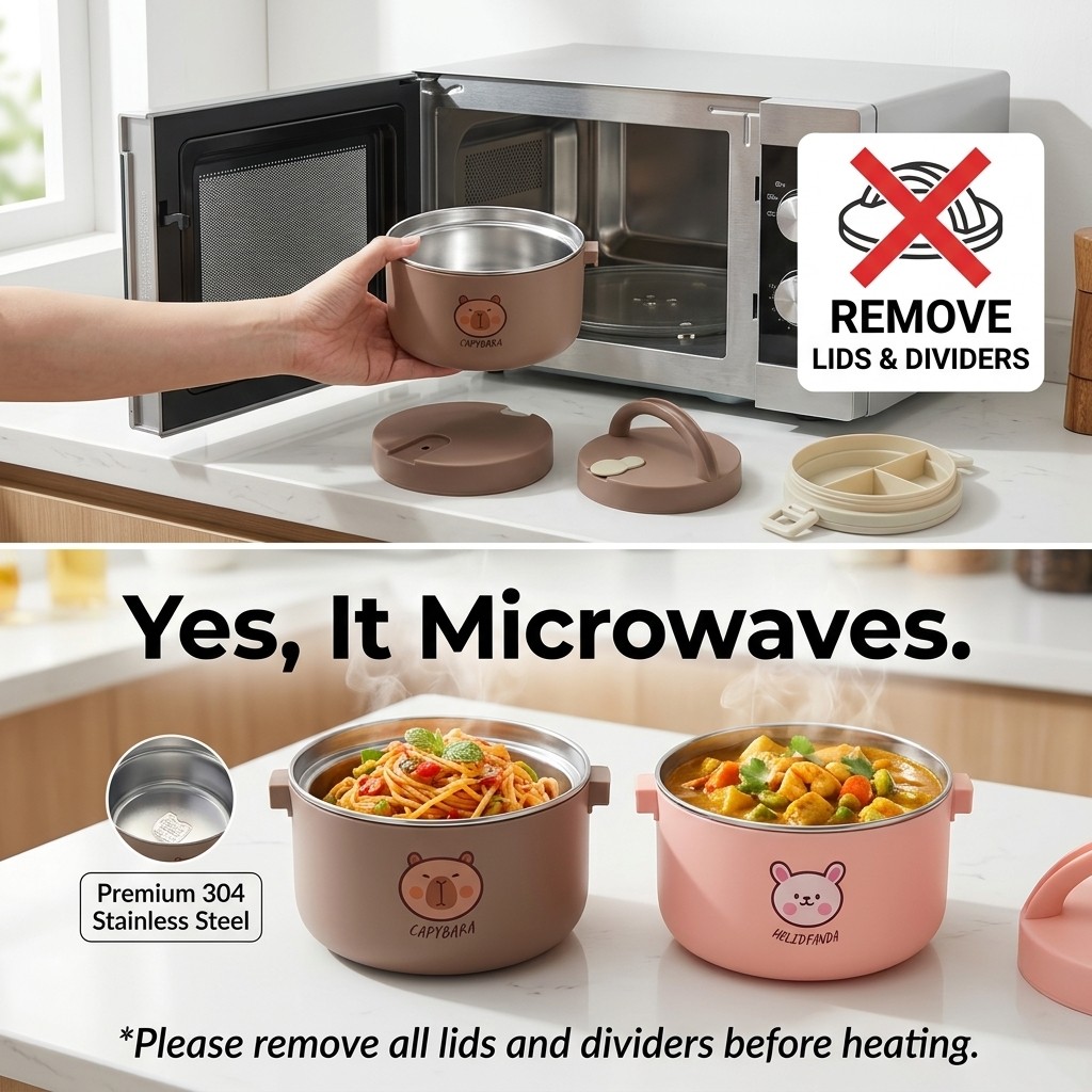 304ステンレス鋼製保温ランチボックス弁当箱セット、電子レン - Food Storage Design のレビューと価格