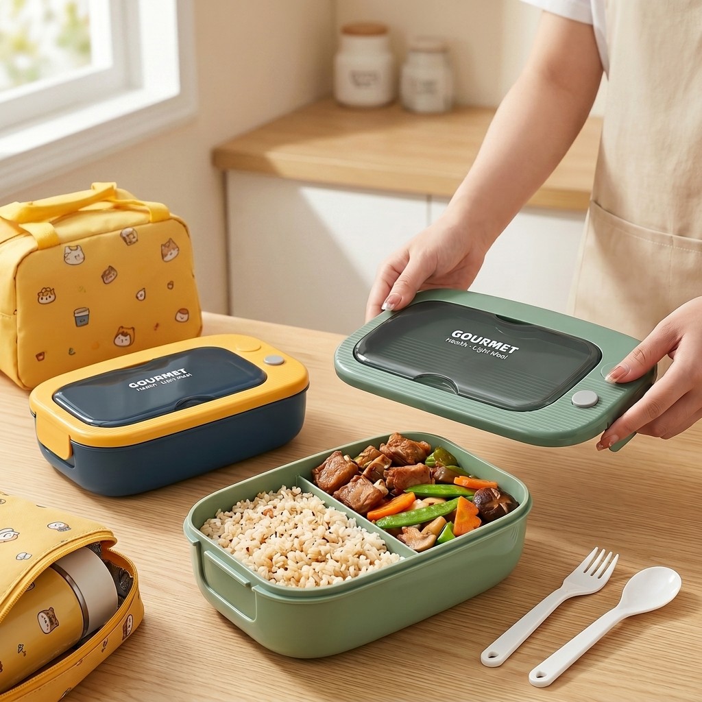 電子レンジ対応プラスチック製弁当箱 2コンパートメント漏れ防 - Food Storage Design のレビューと価格