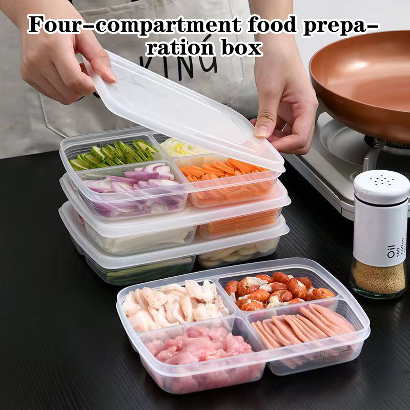 新しい【4グリッドプラスチック収納ボックスポータブルコンパー - Food Storage Drawer Organizer のレビューと価格