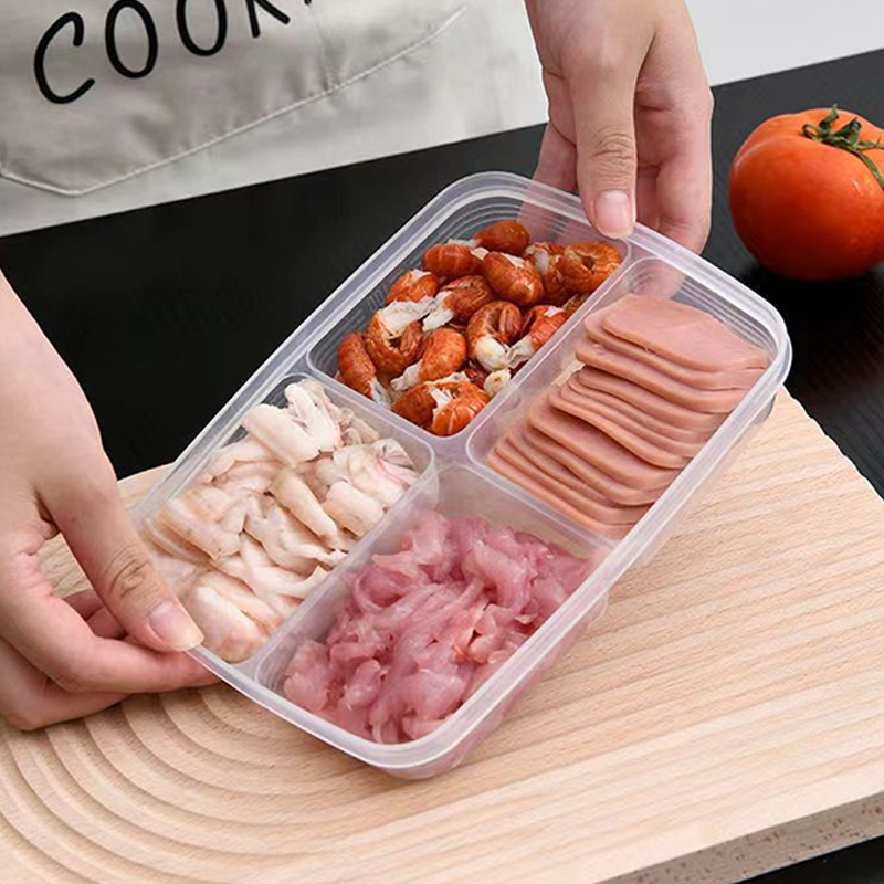 新しい【4グリッドプラスチック収納ボックスポータブルコンパー - Food Storage Drawer Organizer のレビューと価格