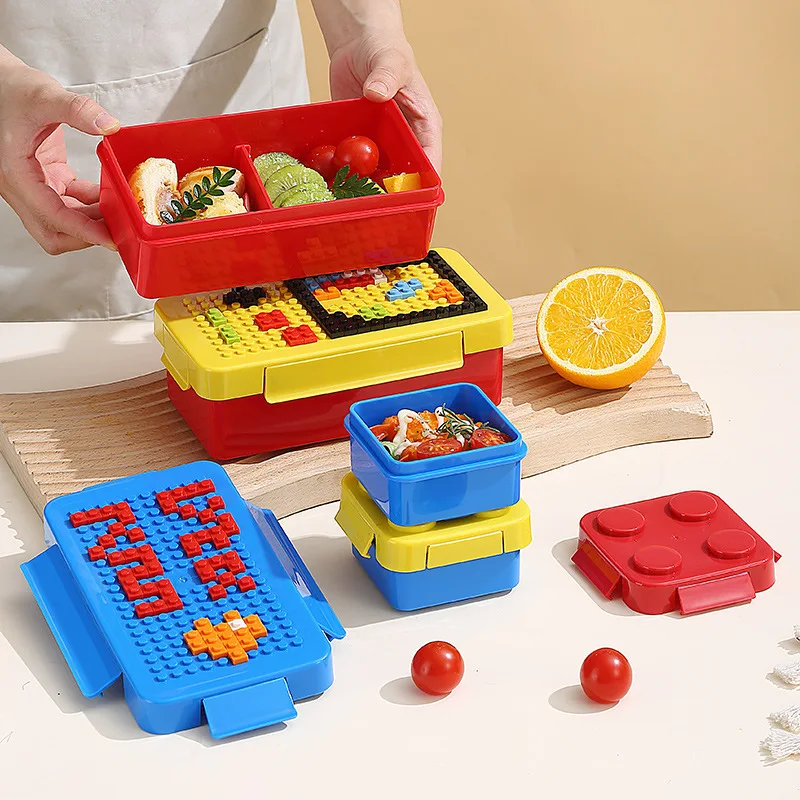食品貯蔵用の密封された弁当箱、色のビルディングブロック、スプ - Food Storage Building のレビューと価格