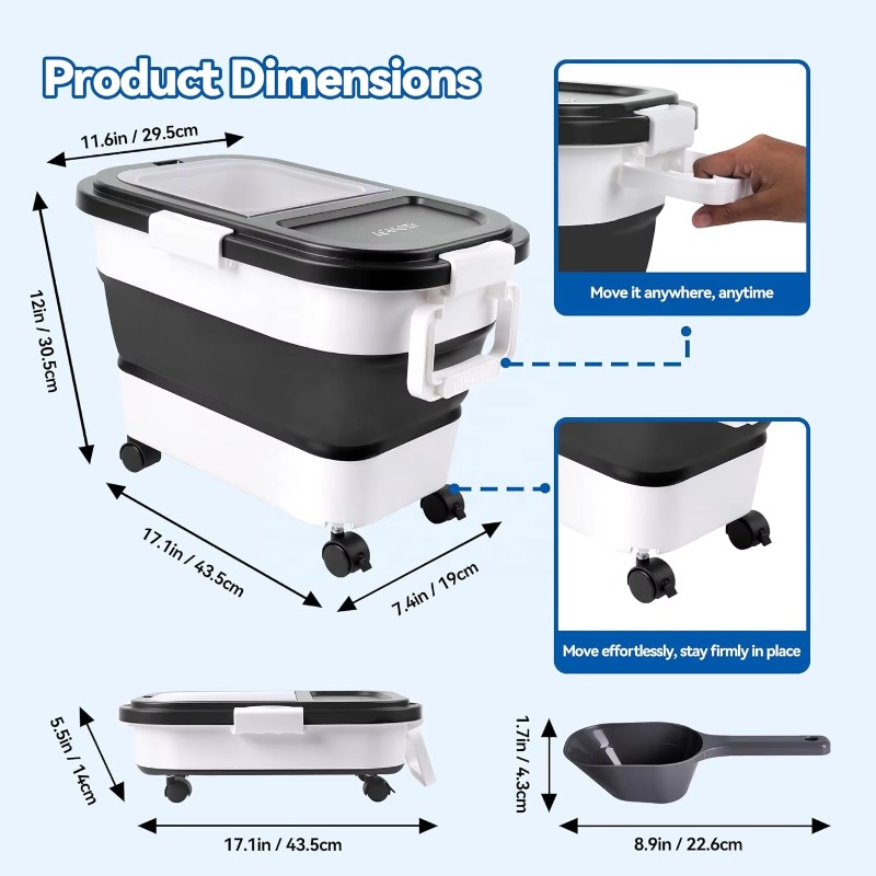 犬用フード保存容器 20～25ポンド、気密ペットフードビン、 - Food Storage Bins のレビューと価格